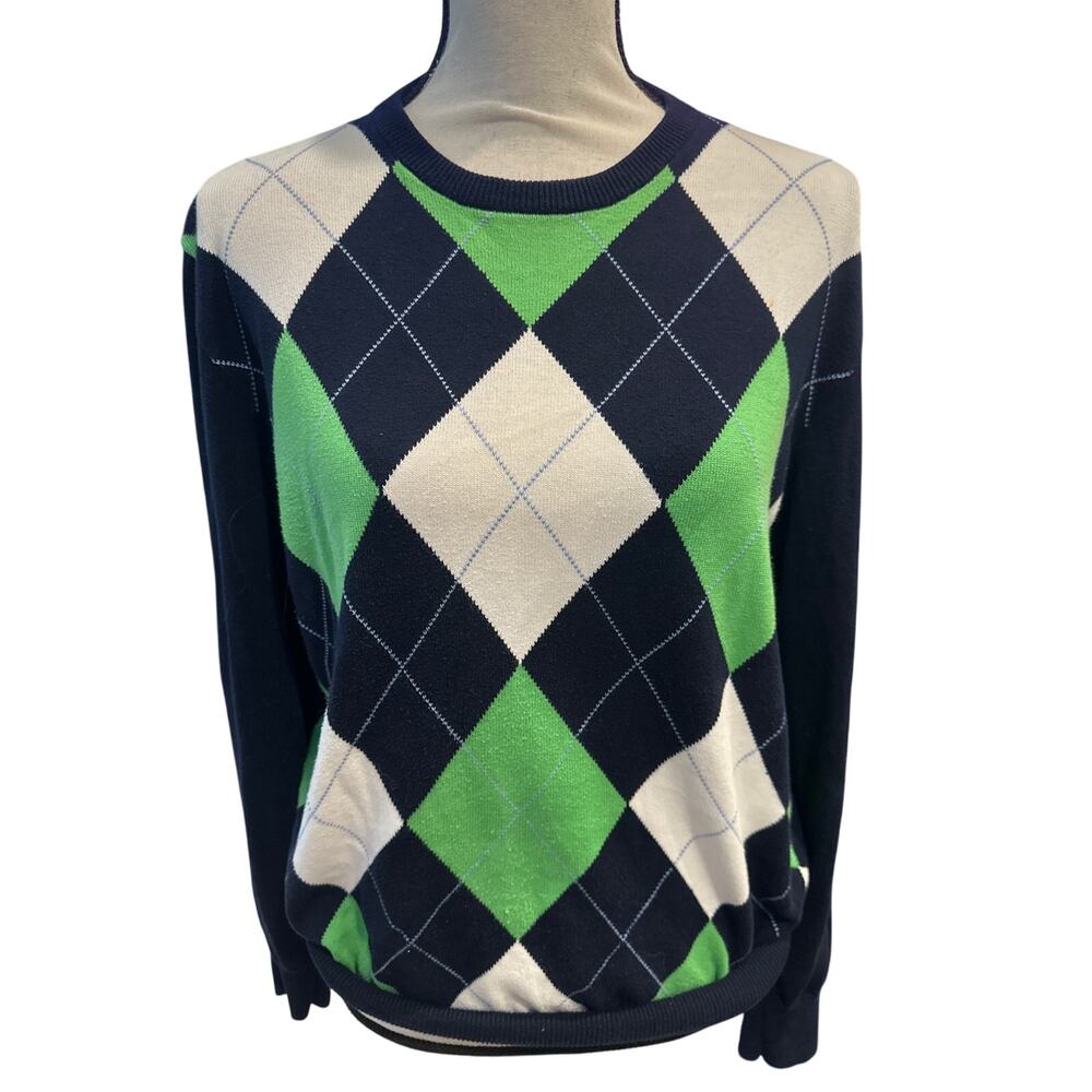 Women’s J. Crew Navy Argyle Sweater. Size Medium